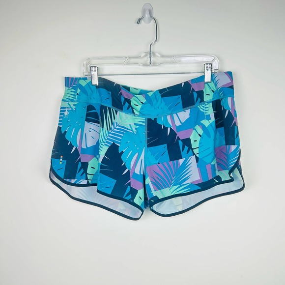 NEW SmartWool Merino Sport Lined Athletic Shorts Deep Navy Palm Large - Picture 1 of 9
